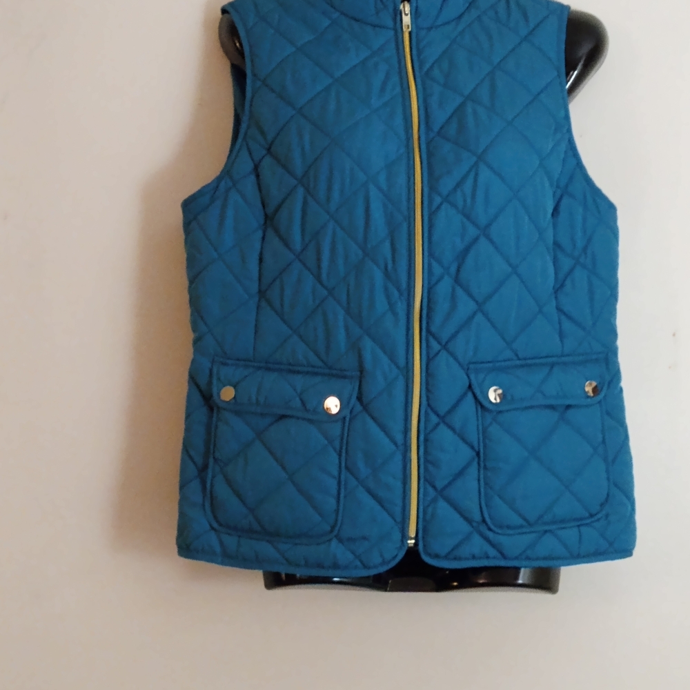St. John's Bay Teal Quilted Vest with Gold Zipper